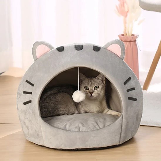 Niche chat oreilles chat grotte gris 2