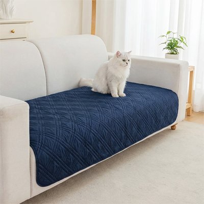protection canapé chat bleu foncé places assises chat assis