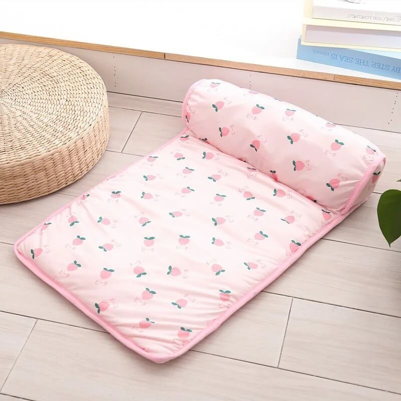 tapis rafraichissant chat lit pêche rose