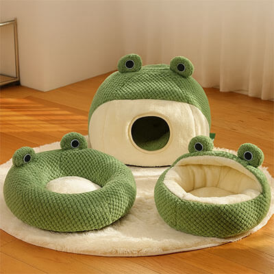 Niche à chat gang de grenouilles niche panier coussin