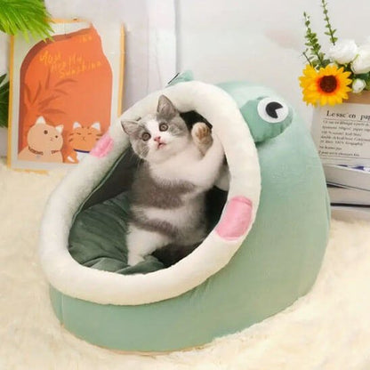 Niche pour chat grenouille verte