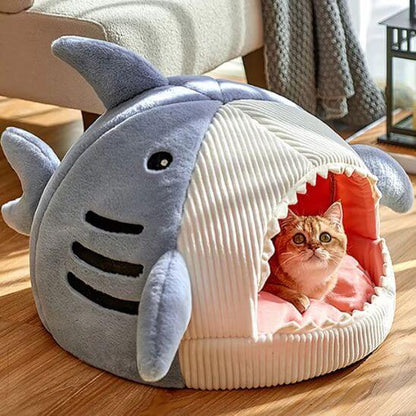 Niche pour chat requin bleu