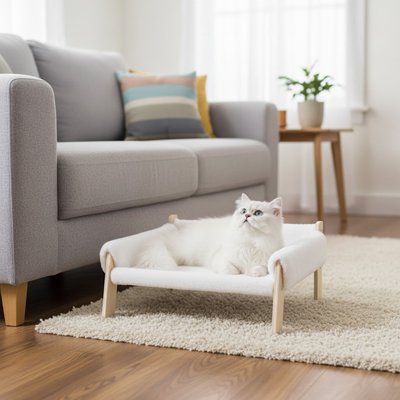 canapé pour chat blanc avec chat blanc 