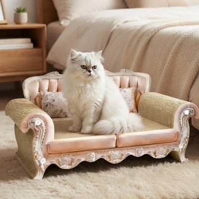 canapé pour chat luxueux chat blanc assis