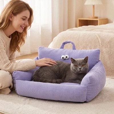 canapé pour chat violet été femme chat 