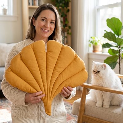 coussin a chat feuille automne humain chat 