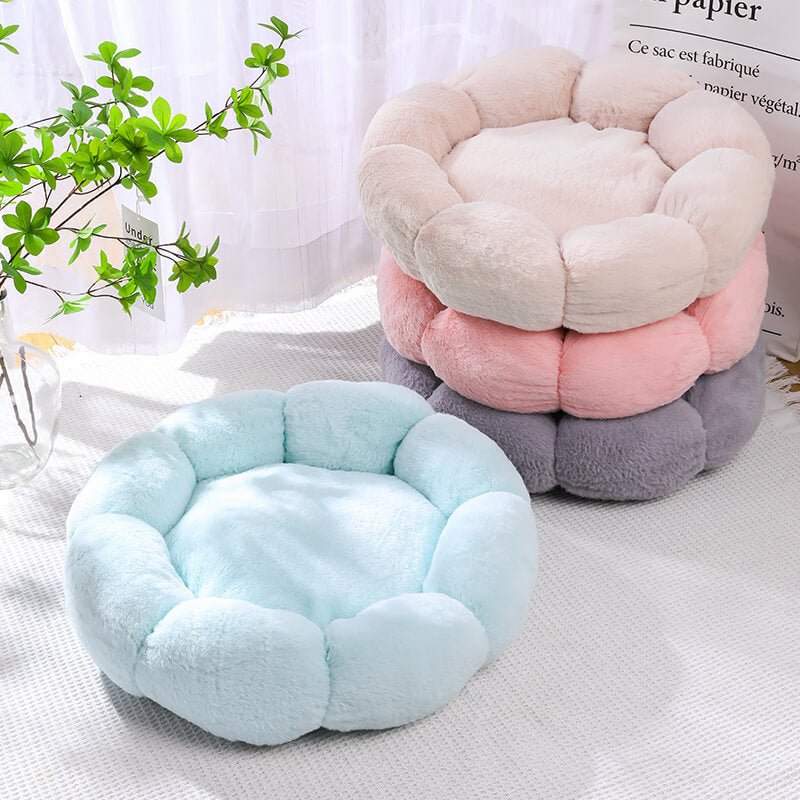 coussin pour chat fleur rose beige gris vert menthe pastel