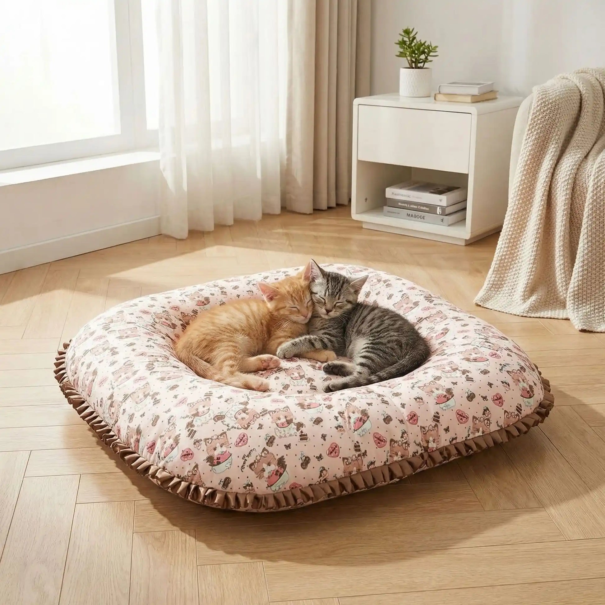 coussin pour chat carré rembourré avec chatons dodo 