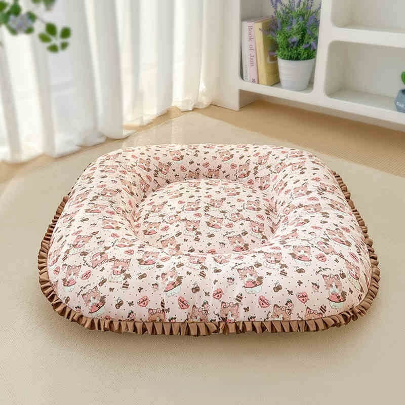 coussin pour chat carré rembourré marron design 