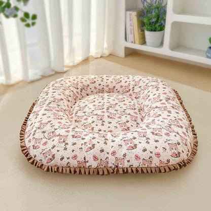 coussin pour chat carré rembourré marron design 