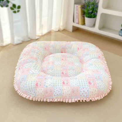 coussin pour chat carré rembourré rose tendre 