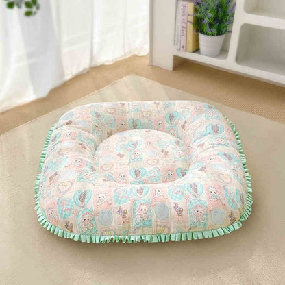 coussin pour chat carré rembourré vert pastel 