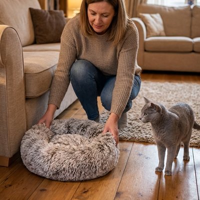 coussin pour chat kaki degrade chat humain