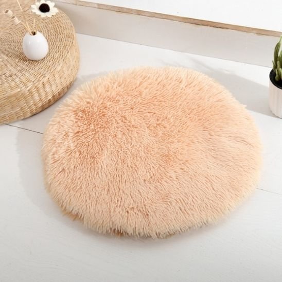 coussin pour chat rond plat douillet beige abricot 