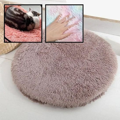 coussin pour chat rond plat moelleux avec chat endormi 