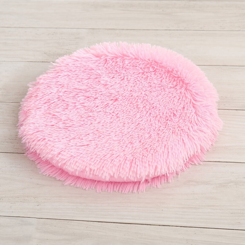 coussin pour chat rond plat rose doux 