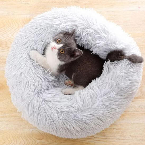 coussin pour chat rondodo gris clair