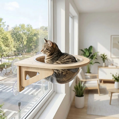 hamac chat fenêtre capsule avec chat curieux 2