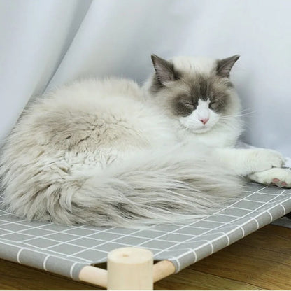 hamac chat lit bois sur pieds avec chat dodo