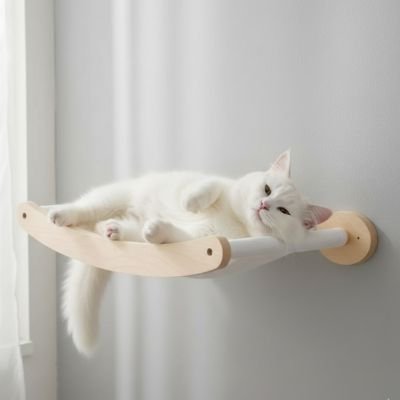 hamac chat mural avec chat allonge