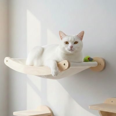 hamac chat mural avec chat au repos