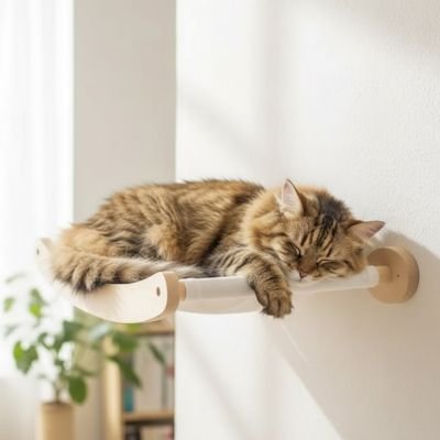 hamac chat mural avec chat endormi