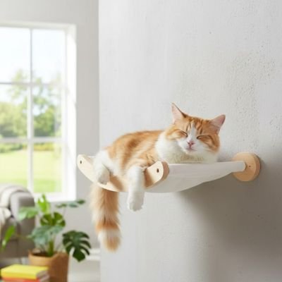 hamac chat mural avec chat tranquille 