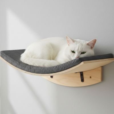 hamac chat mural incurvé avec chat au repos