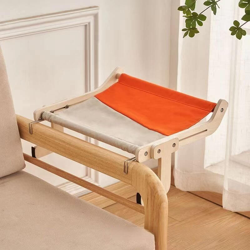 hamac pour chat accroché blanc orange 