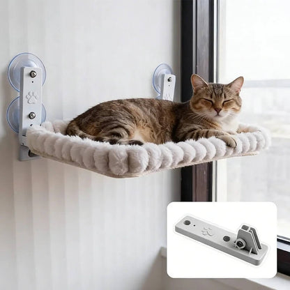 hamac pour chat fenêtre rectangle blanc doux avec chat 2