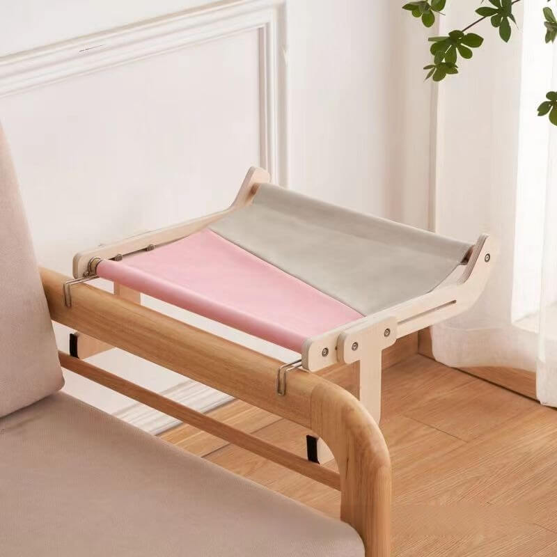hamac suspendu pour chat accroché blanc rose 
