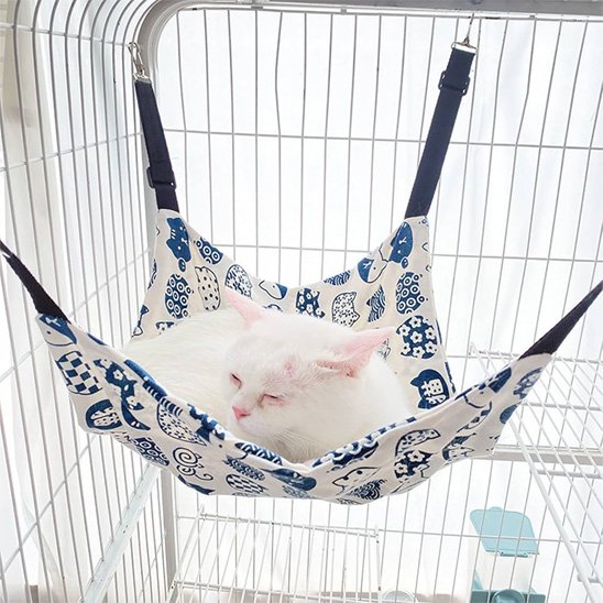 hamac suspendu pour chat attache cage avec chat dodo