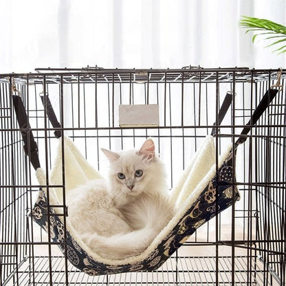 hamac suspendu pour chat attache cage avec chat pose