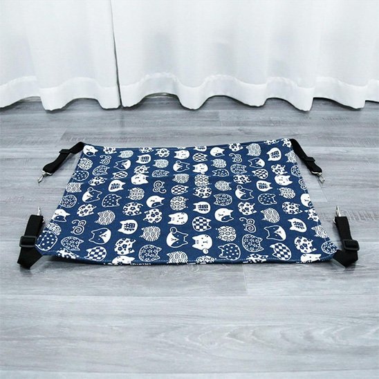 hamac suspendu pour chat attache cage bleu motif chats 