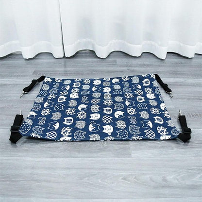hamac suspendu pour chat attache cage bleu motif chats 