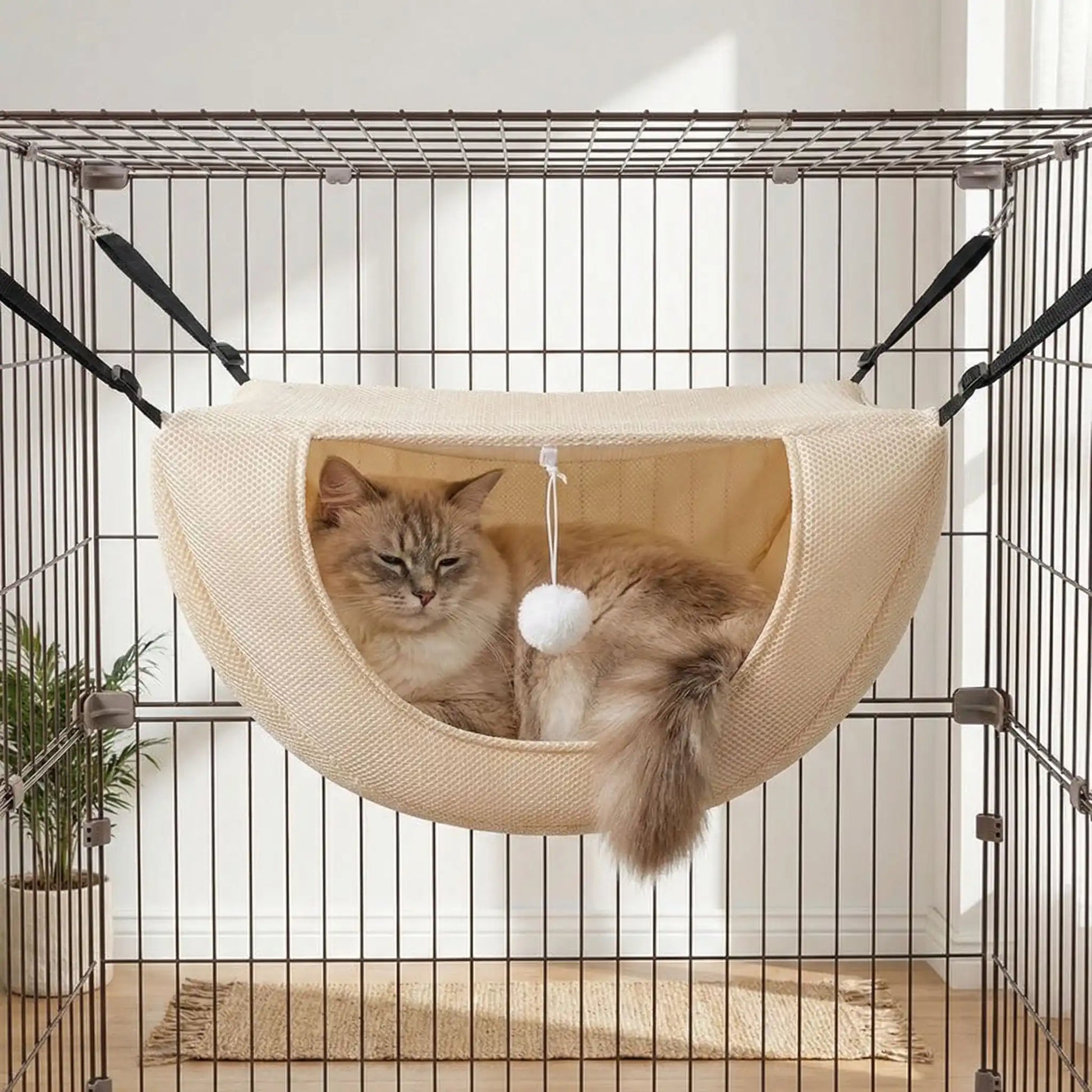 hamac suspendu pour chat avec chat tranquille 
