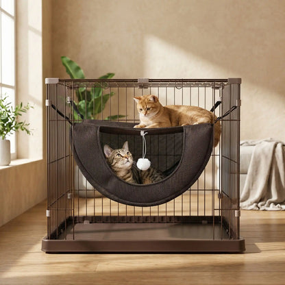 hamac suspendu pour chat avec chats dedans dessous
