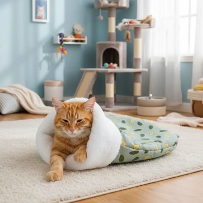 lit chat sac de couchage avocats avec chat sortant 