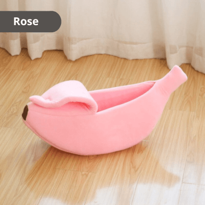 lit pour chat banane rose 