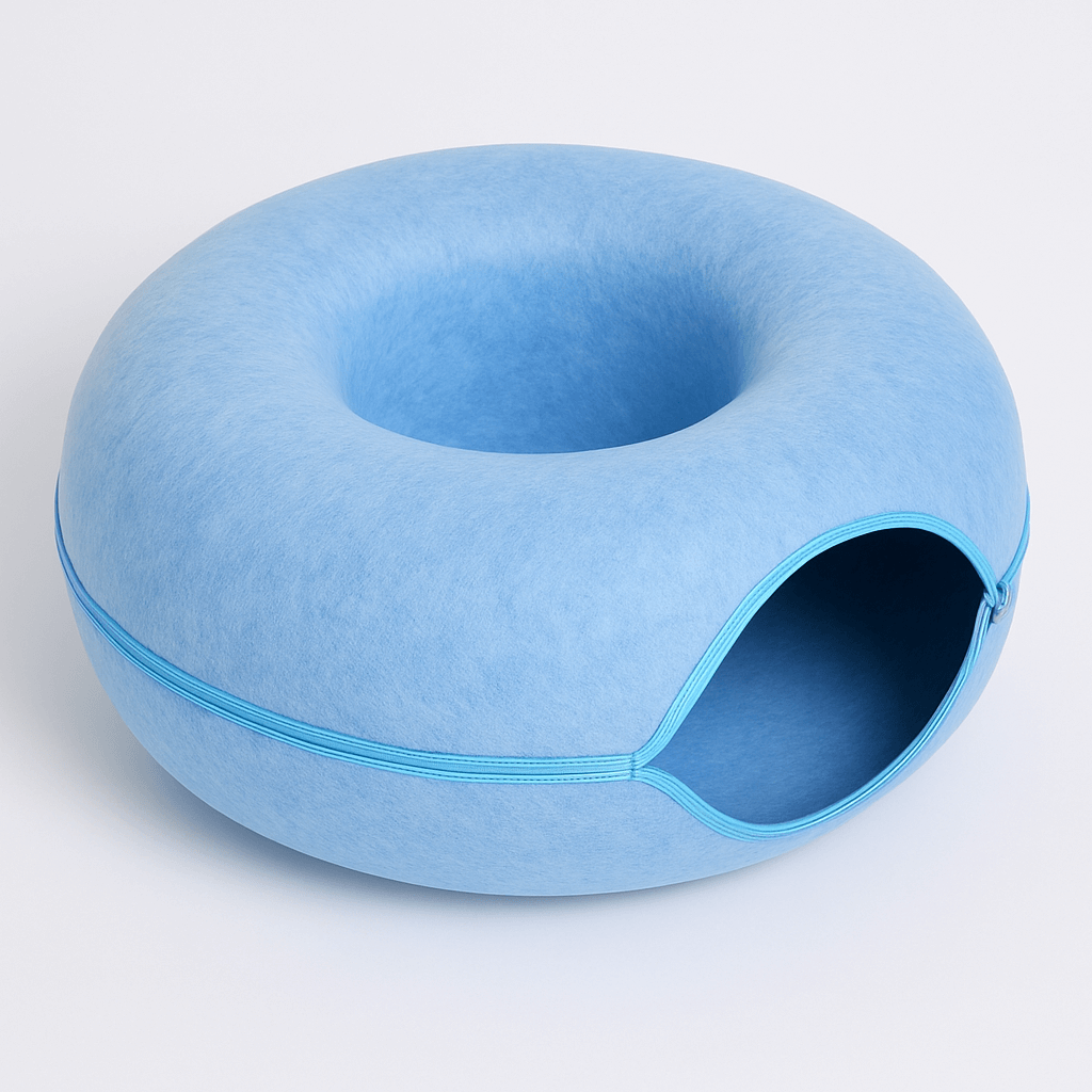 lit pour chat donut tunnel bleu 