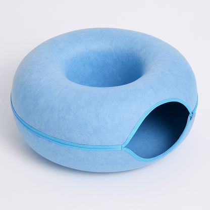 lit pour chat donut tunnel bleu 