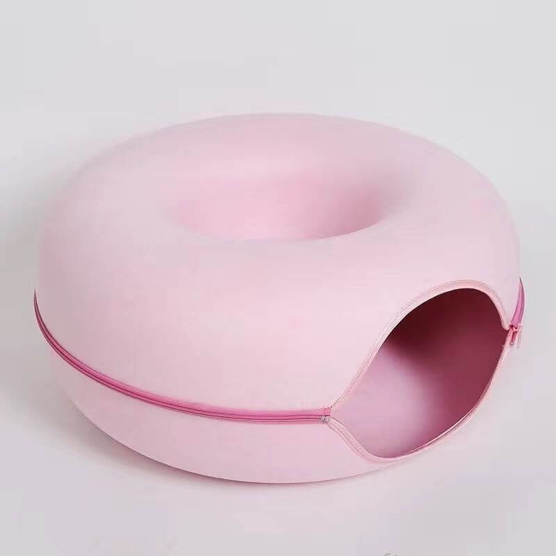 lit pour chat donut tunnel rose 