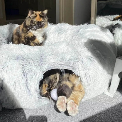 lit pour chat tunnel dodo chats jouant