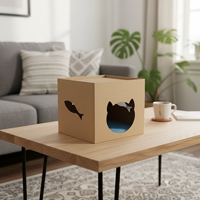 maison en carton pour chat