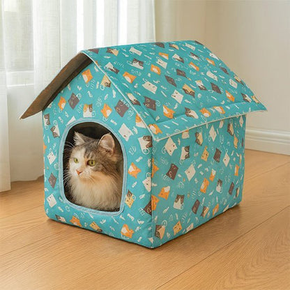 niche à chat extérieur bleue chats