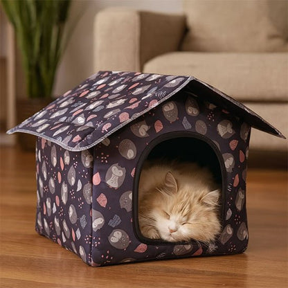 niche à chat extérieur marron hibous