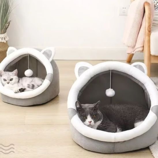 niche à chat semi-ouverte deux tailles avec chats 2