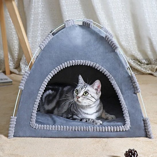 niche à chat tente confort gris clair