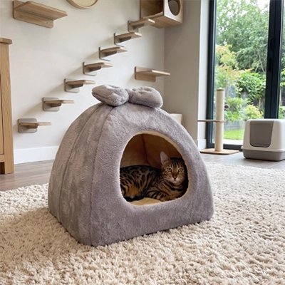 niche pour chat grise triangle décoratif coin chat
