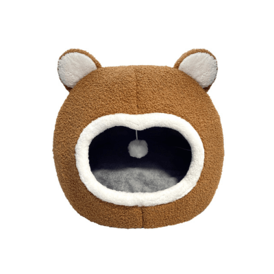 niche pour chat oreilles ours marron variante 